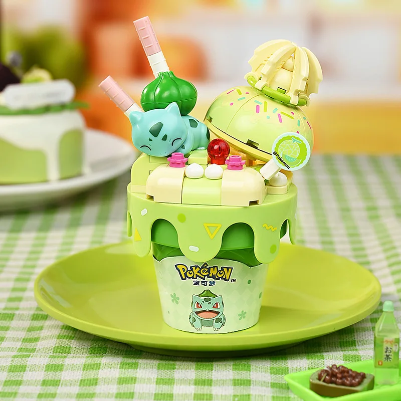 Keeppley śliczne Pokemon lody w rożku klocki Jigglypuff Squirtle Pikachu Charmander Eevee Model cegły zabawki dla dziecka prezent