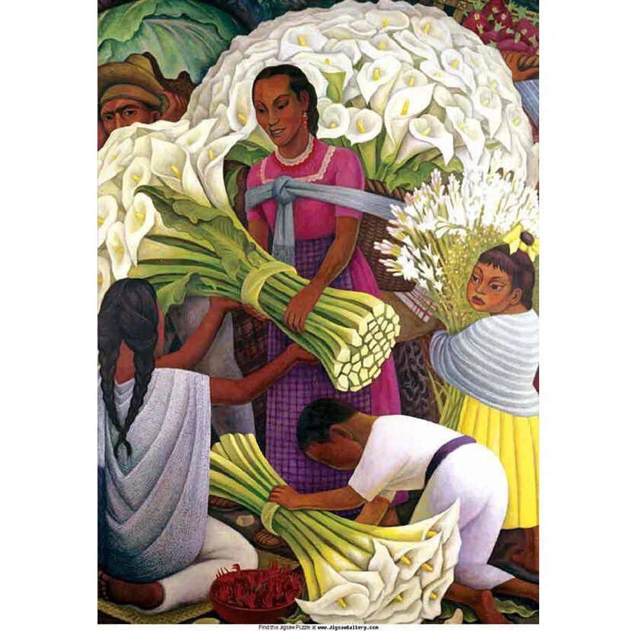 Hand painted high quality reproduction of The Flower Seller by Diego Rivera Art paintings on canvas Modern wall decor picture