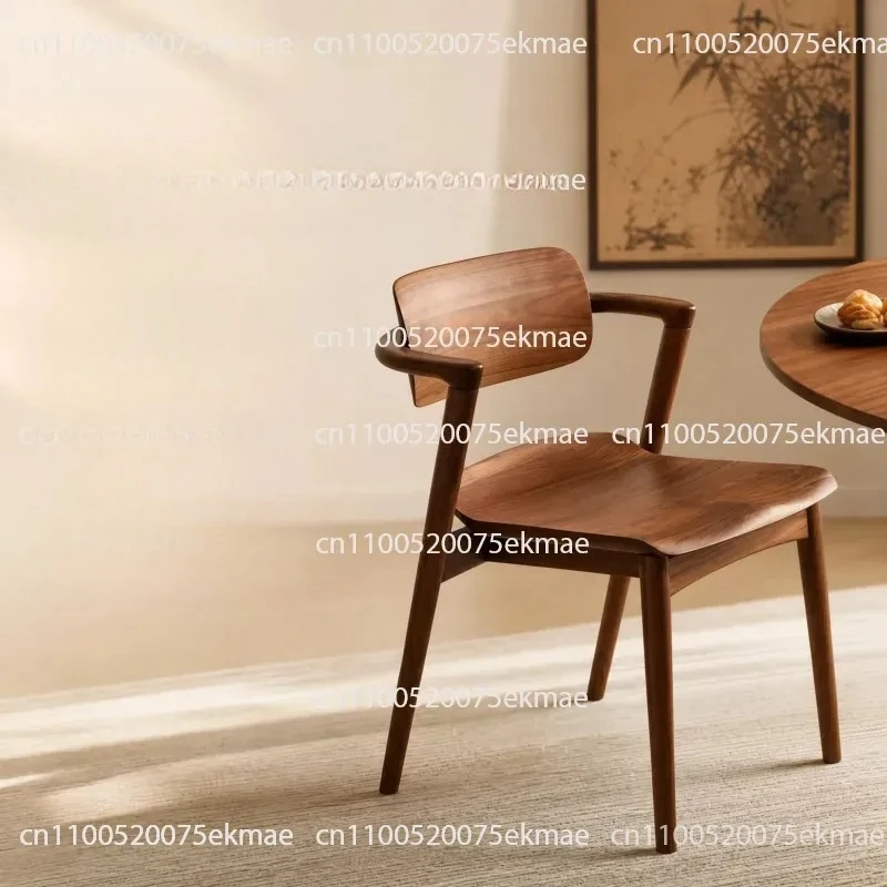 Solid Wood Semi-armrest Chair Nordic Home Full Armrest Dining Chair Simple Leisure Chair Source