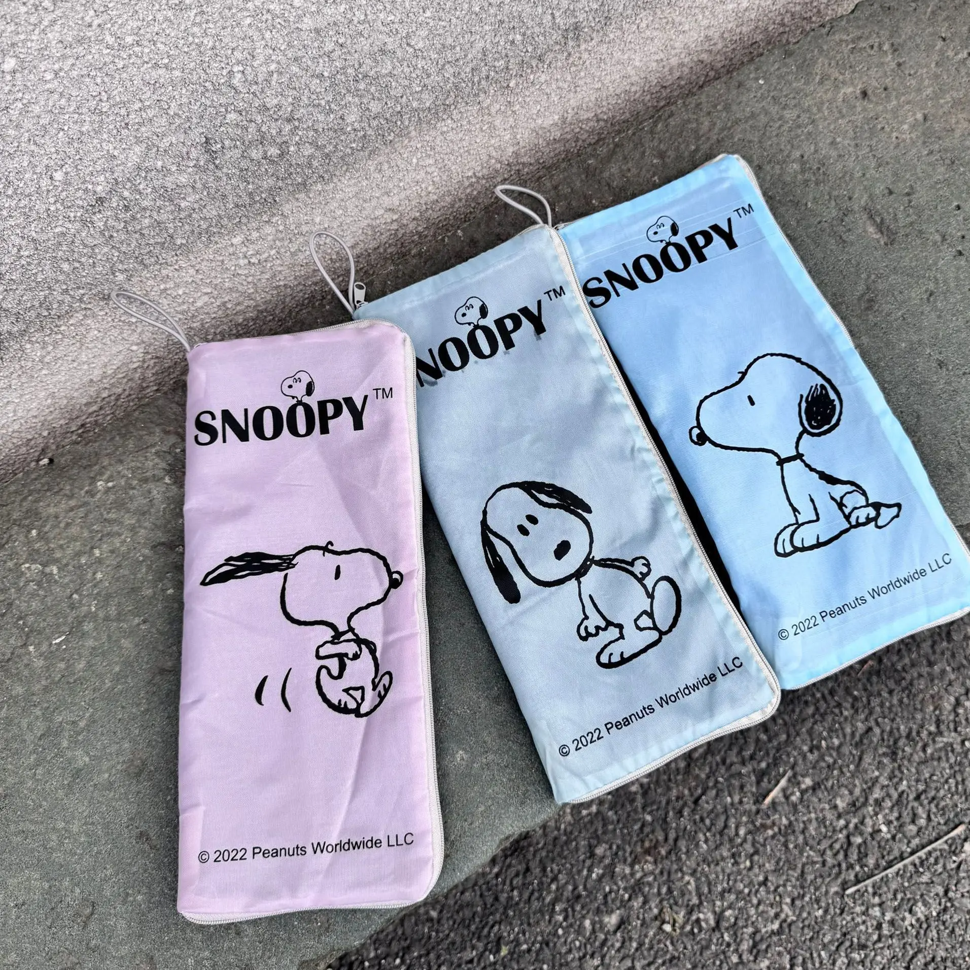 스누피 우산 가방 접는 우산 세트 귀여운 휴대용 스토리지 만화 휴대용 우산 가방 스토리지 레인 기어 워터 컵 세트