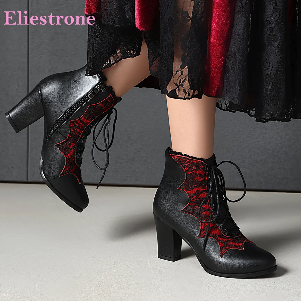2026 Autumn Fashion Women Ankle Booties Wide Fit 8cm High Block Heel Office Lady Daily Shoes Large Plus Size 11 44 46 48