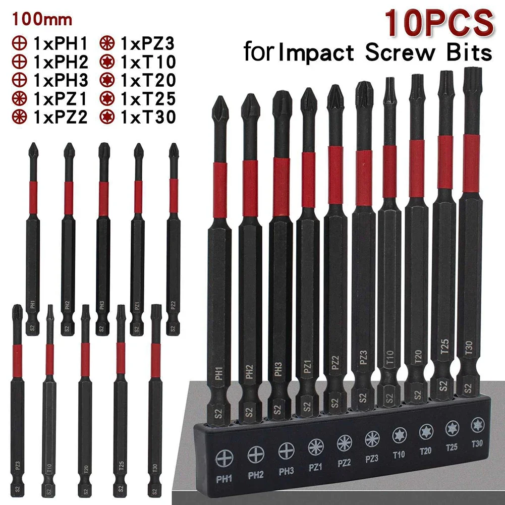 

100mm Hex Head Screwdriver Bit Set Cross For Pozidriv Magnetic 1/4"Hex Shank Screw Driver Bit Wrench Drill Bit Hand Tools