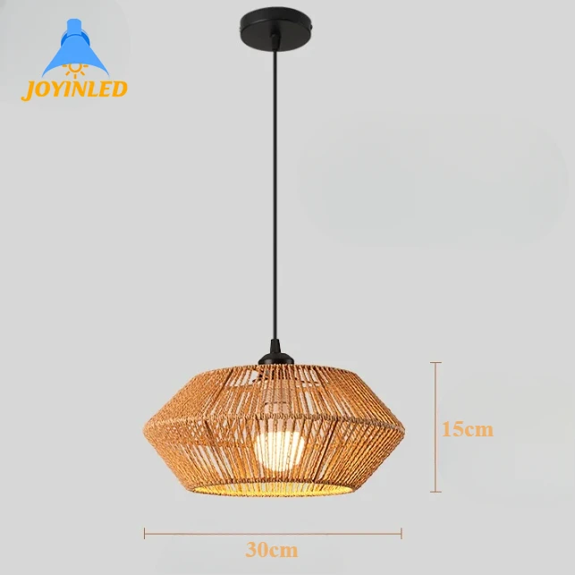 Bohemian Hand Woven Rattan Pendant Lights E27 Rattan Lamp Shade Chandeliers Suitable for Kitchen Island Dining Room Farmhouse