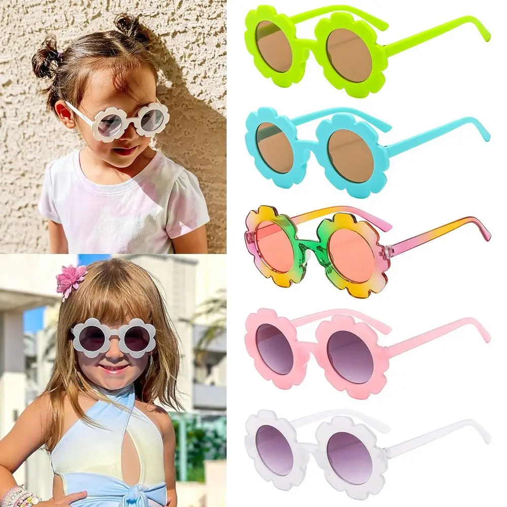 

Round Frame Kids Sunflower Sunglasses Retro Colorful Sun Protection Eyewear Shades for Disco Festival Party