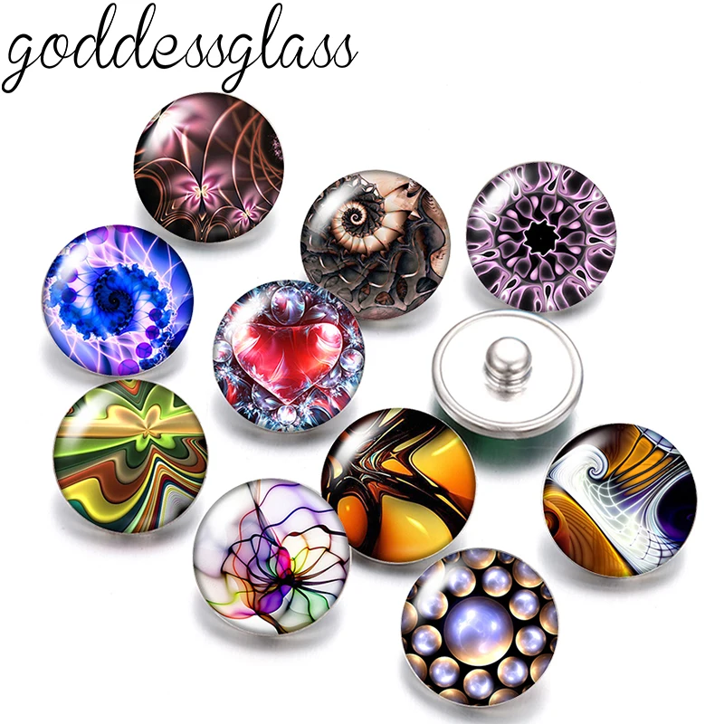 New rotated Patterns Gradient Colors 10pcs Round photo 12mm/18mm snap buttons for 12mm/18mm snap necklace DIY findings jewelry