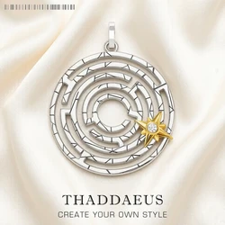 Pendant Labyrinth With Golden Movable Star Lucky Fine Jewelry Europe Accessories 925 Sterling Silver Gift For Woman