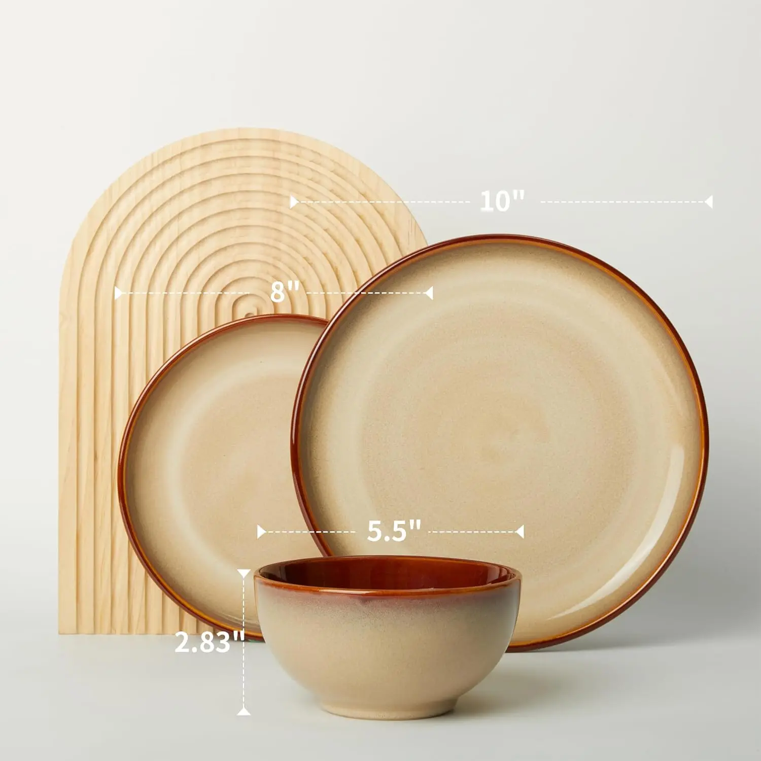 Set di piatti in ceramica per 8, set di stoviglie in gres da 24 pezzi, resistenti alle trucioli e ai graffi, facili da impilare e pulire, moderno rustico L