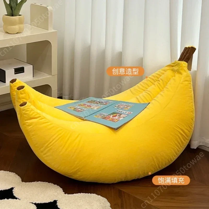 Giant Banana Shaped Plush Floor Cushion, Soft Fluffy Banana Bean Bag Chair, Fun Novelty Floor Pillow for Bedroom