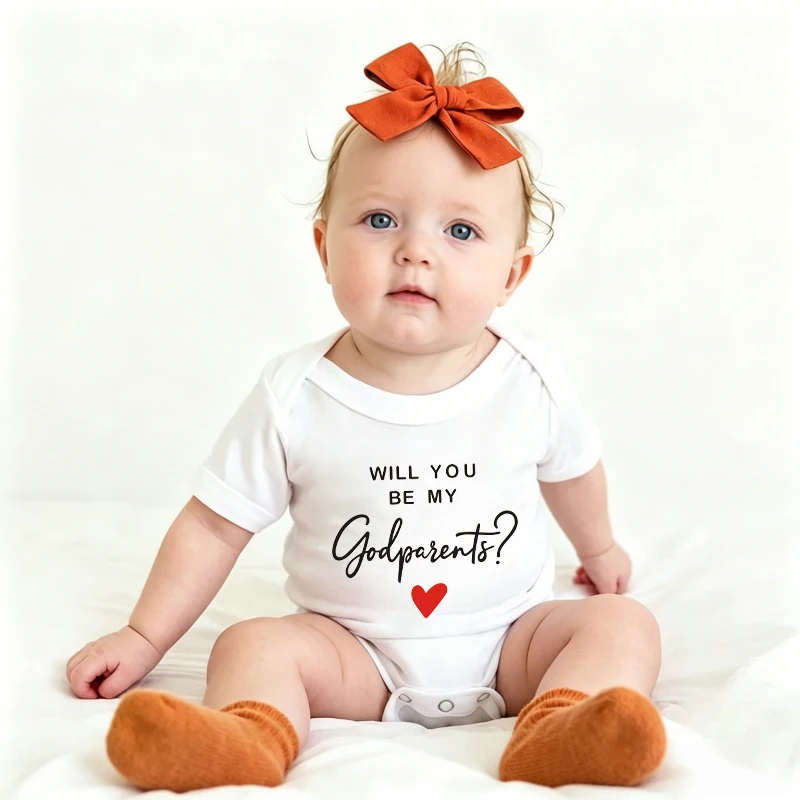 Will You Be My Godparents Baby Onesie Red Heart Godparents Proposal Pregnancy Announcement Bodysuit Baby Clothes