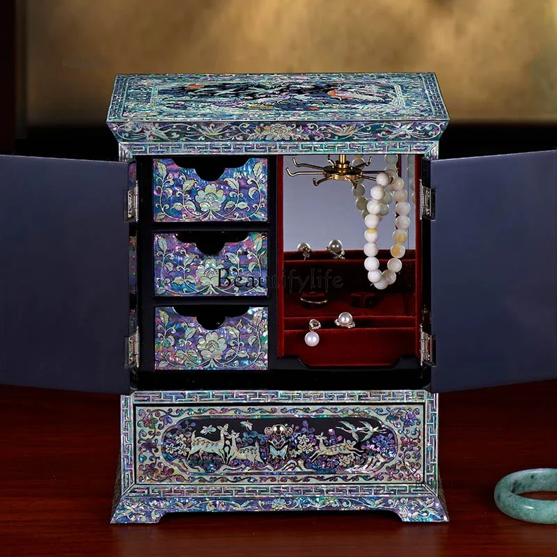 

55Lacquerware Storage Box Watch Drawer Type Jewelry Organizer Earrings Storage Cabinet Wedding Rings