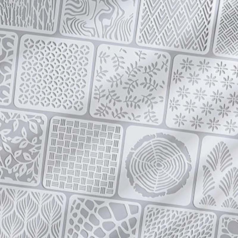 6Pcs PET Retro Geometric Pattern Hollow Stencils Scrapbook Journal Card Decor DIY Coloring Mold Stencil Templates for Painting