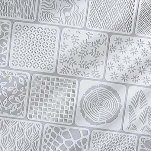 Plantillas huecas con patrón geométrico Retro para mascotas, decoración de tarjetas para diario, álbum de recortes, molde para colorear, plantillas para pintar, 6 uds.