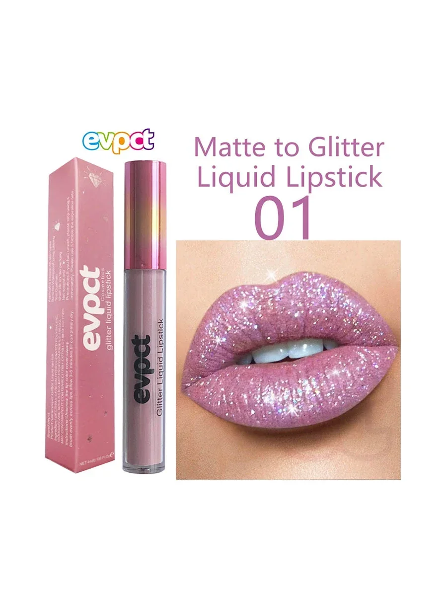 Fashion Sexy Shimmer Diamond Glitter Lip Gloss Matte Liquid Lipstick Long Lasting Waterproof Pearl Velvet Lipgloss Lip Makeup
