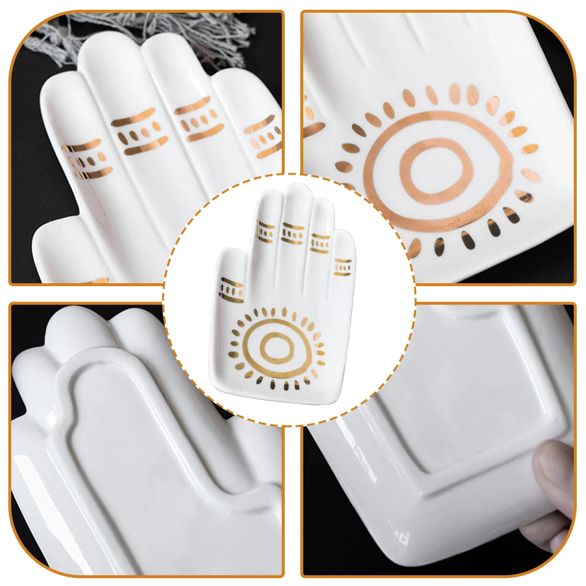 Creative Hand Shaped Jewelry Organizer Whiteware Tray Minimalist Design Safe Non-Slip Earring Necklace Bracelet Storage