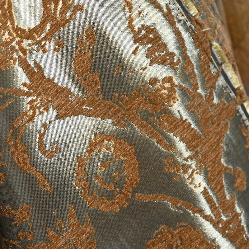 ジャカード生地 ブラウンシルバーメタリック 花柄 羽模様 ソ - Sewing Vest のレビューと価格