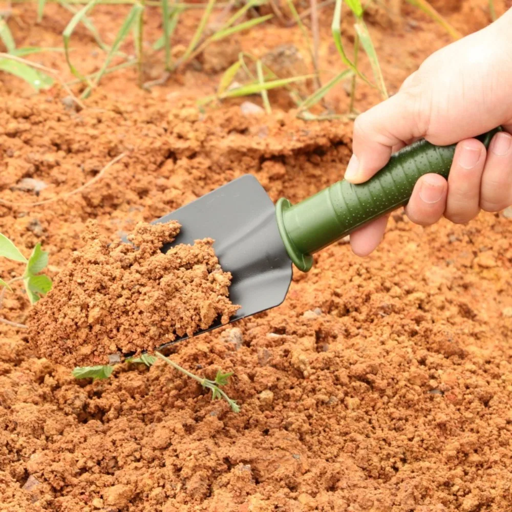 

1/4pcs Non-Slip Handle Gardening Shovel Fork Rake Kit Small Hanging Hole Design Three-tooth Harrow Portable Metal Plants Shovel