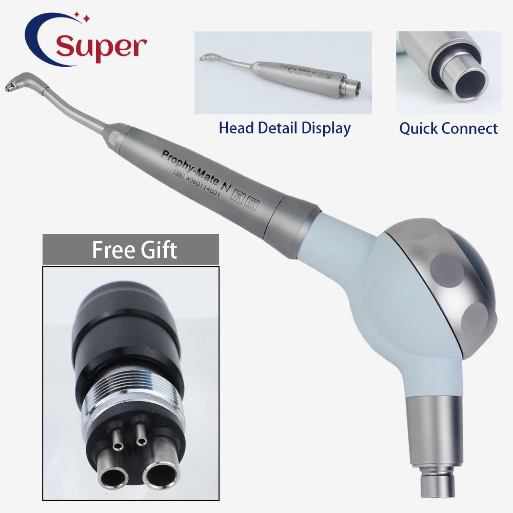 

Стоматологический наконечник для полировки зубов Air Flow с 2 насадками 90° ° &120 ° Бесплатный подарок: быстроразъемные соединители QD с 4 отверстиями, стоматологические инструменты