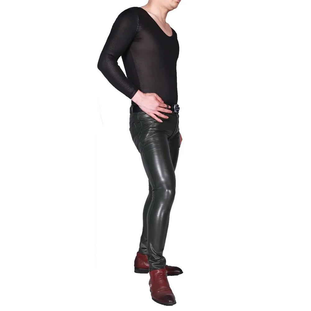 فاسق بولي PU فو الجلود السراويل مرونة عالية نحيل Bootcut الجينز منتصف الارتفاع عادية دراجة نارية سروال شكل قلم رصاص الانتفاخ المنشعب طماق