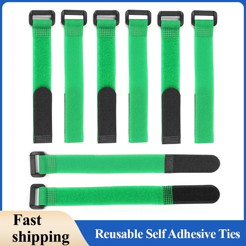 Cable Tie Fishing Rod Non-slip Firm Reverse Buckle Green Fishing Tackle Rod Holder Accessories Reusable Self Adhesive Ties