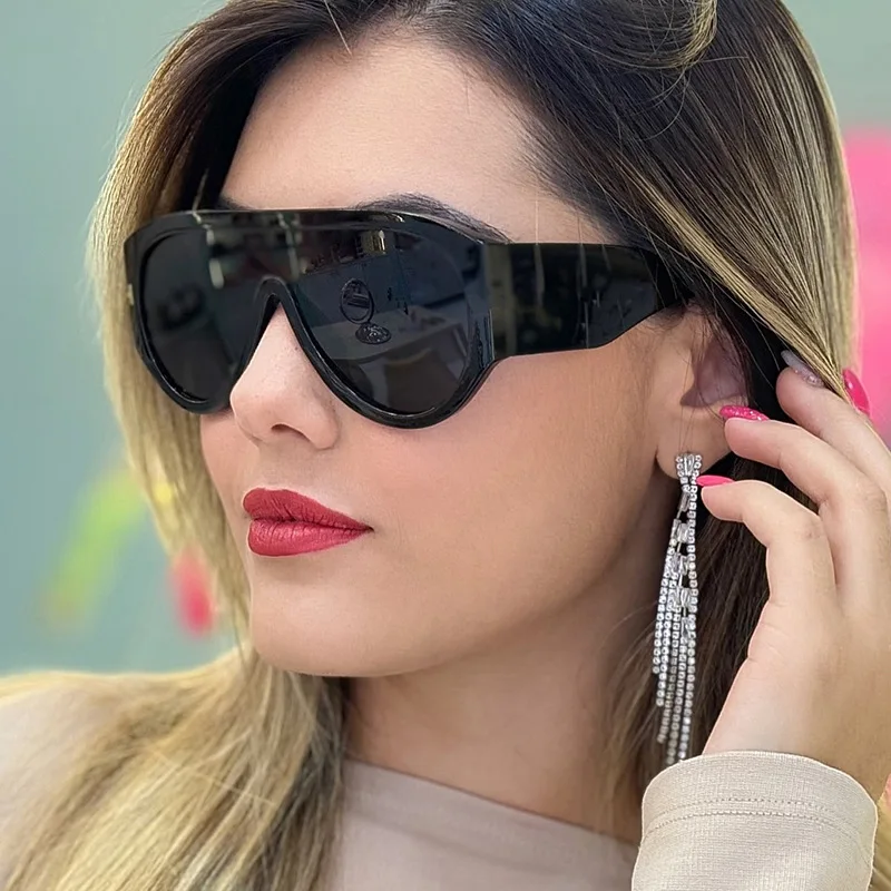 

Large Size Pilot Sunglasses for Women Fashion Large Frame Luxury Gradient One-Piece Classic Retro Thick Sunglasses