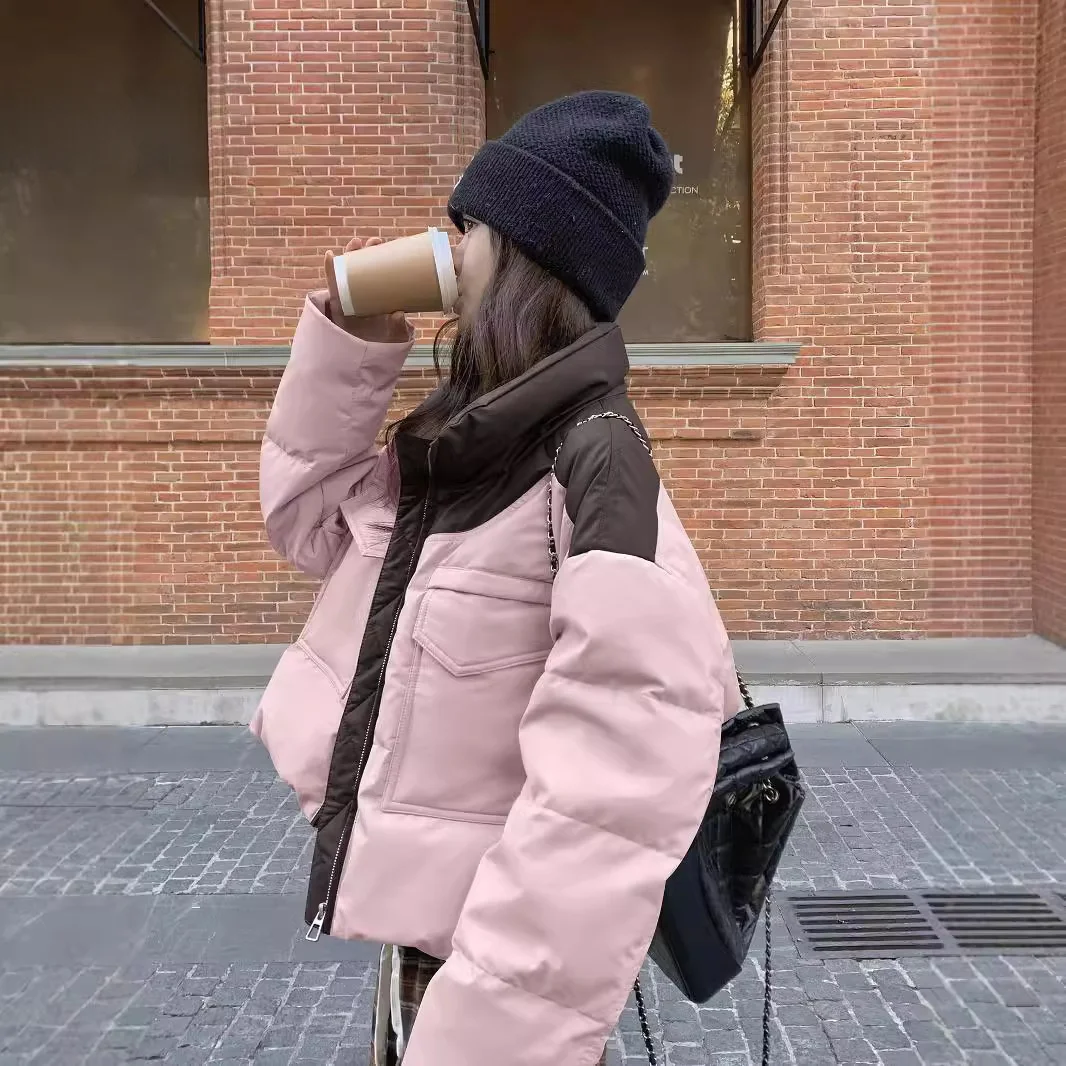 

Свободная утепленная хлопковая куртка для женщин, модное зимнее пальто в корейском стиле, верхняя одежда малого размера, кожаная куртка