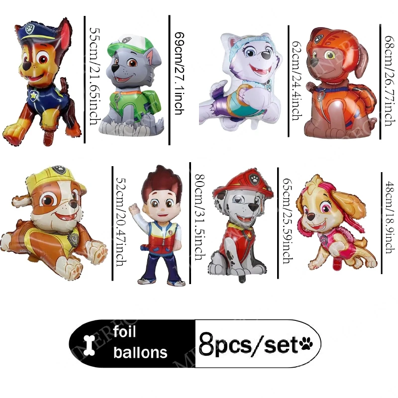 Paw Patrol Folien-Aluminiumballons Kombination Chase Rocky Skye Set Cartoon für Geburtstag Babyparty Dekorationen Zubehör