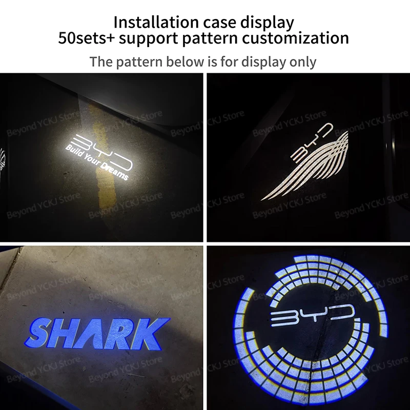 NEW 2Pcs Car Door LED Welcome Light For BYD Shark 6 2024-2026 Laser High-definition Projection Letter Ghost Shadow Lamp Night