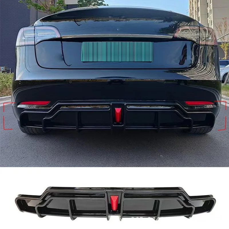 

For Tesla Model 3 2016-2024 Rear Bumper Lip Spoiler Rear Diffuser Car Exterior Modification Kit Auto Tuning Styling Accessories