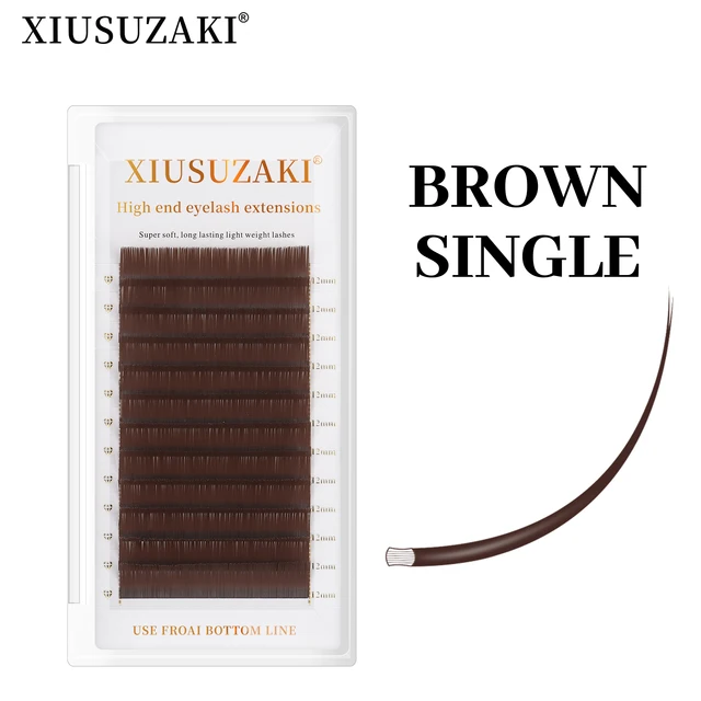 XIUSUZAKI brązowe szare płaskie przedłużanie rzęs dzielone końcówki miękkie naturalne światło węgiel drzewny elipsa płaskie przedłużanie rzęs sklep z artykułami