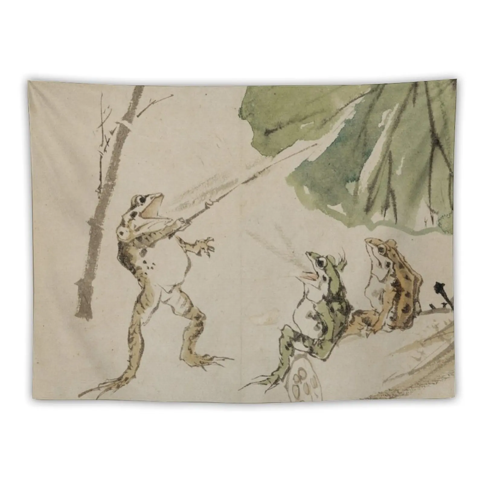 Frog School - Kawanabe Kyosai Tapestry Decoration Room Wall Hanging Wall Luxury Living Room Decoration Tapestry