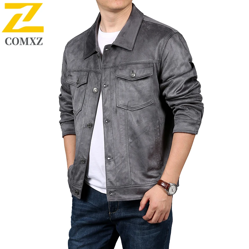 

Новинка 2025 года, мужская замшевая куртка, модная универсальная удобная рабочая одежда с несколькими карманами, пальто, уличная повседневная свободная куртка с воротником с лацканами