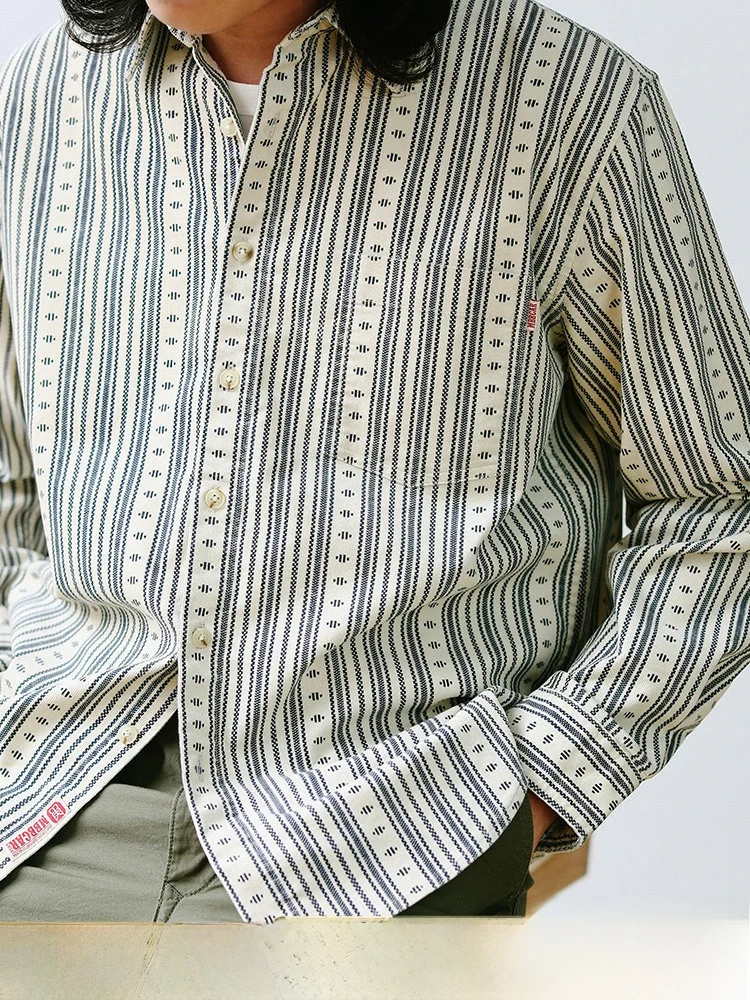 

High-End Corduroy American Retro irt Narrow Ethnic Sle Workwear irt MBBCAR Stand Fit Long Sve Button up Cotton Po...