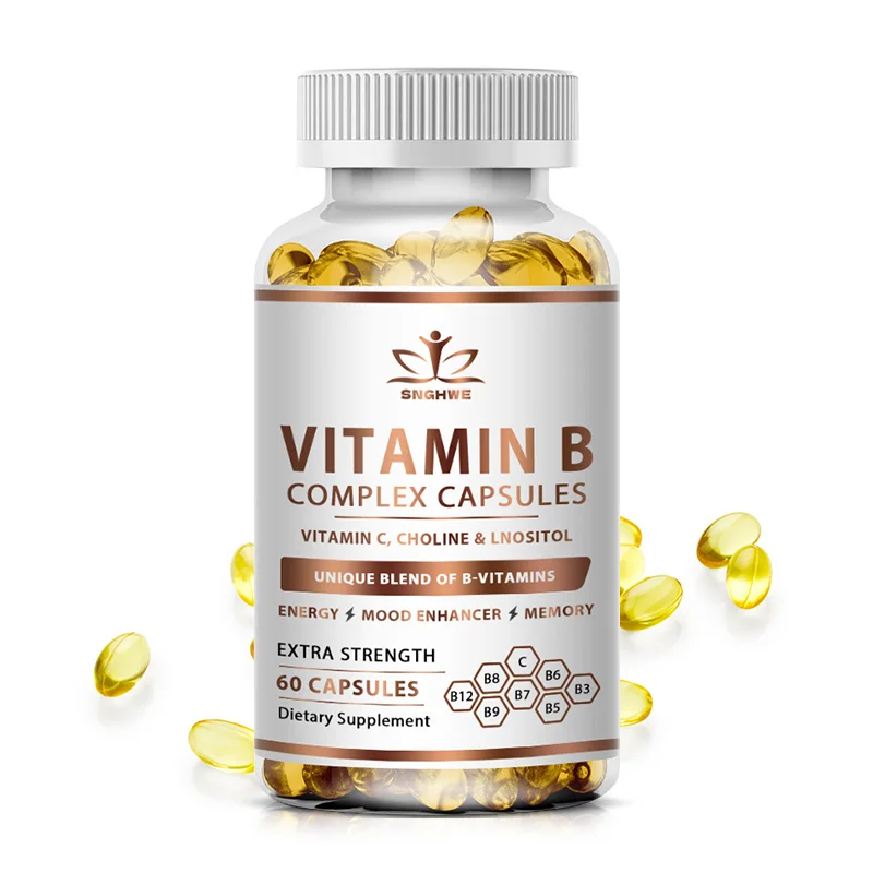 B-Complex Vitamin Supplements (B1 B2 B3 B5 B6 B12 Folic Acid&Biotin) Relieve Stress Improve Immunity System Strong Bones &Teeth