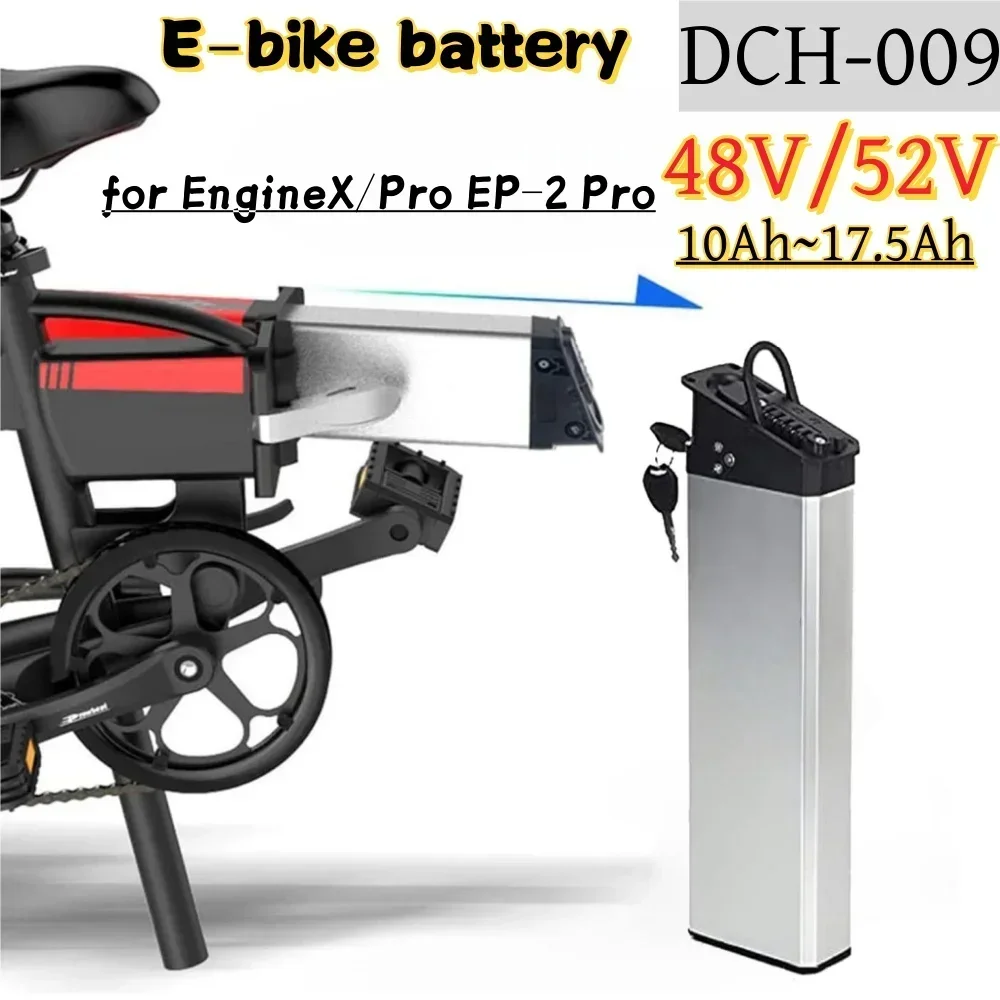 48V/52V 17.5Ah Foldable Li-ion Battery – Replacement for New Engwe Engine X/EP2 Pro, with Charger, Compatible 1000W-250W Motor