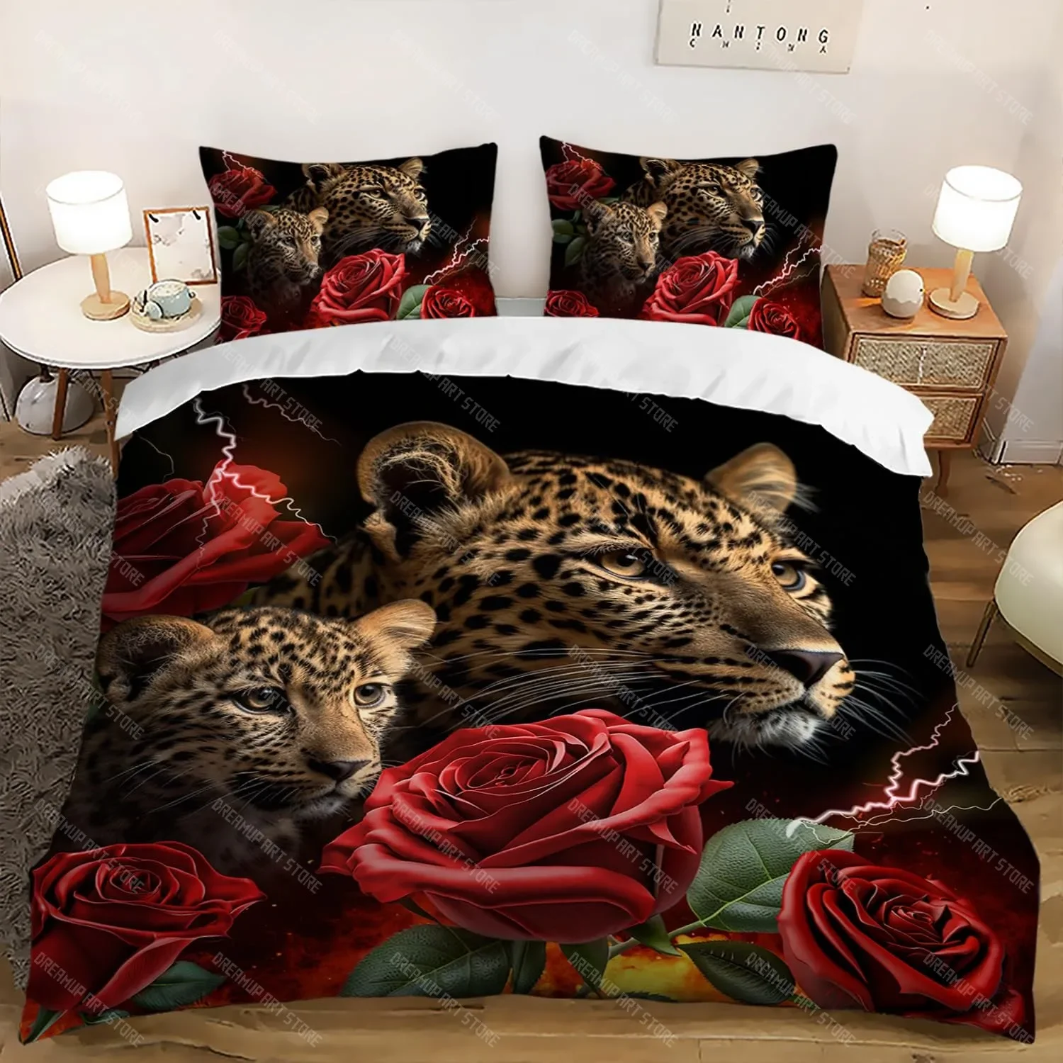 

Cheetah Wildlife Duvet Cover Set Leopard Print Bedding Girls Adults Brown Animal Style Home Queen Comforter Cover 23 Pcs Set