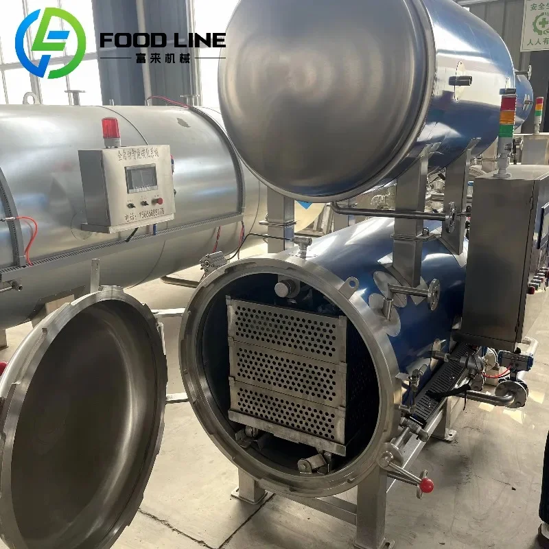 Retort Sterilizer Food Sterilizer Machine High Pressure Steam Water Spray for Pouch Packaging Canned Beverage OME