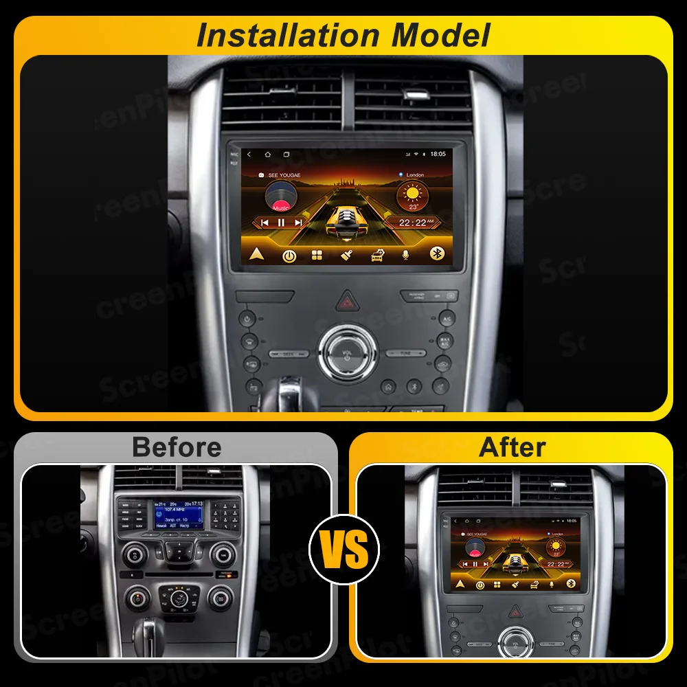 أندرويد 15 لفورد إيدج 2011 2012 2014 2015 Carplay مرآة لينك اللاسلكية أندرويد السيارات أندرويد السيارات شاشة تعمل باللمس 2 الدين 8 كور 5G