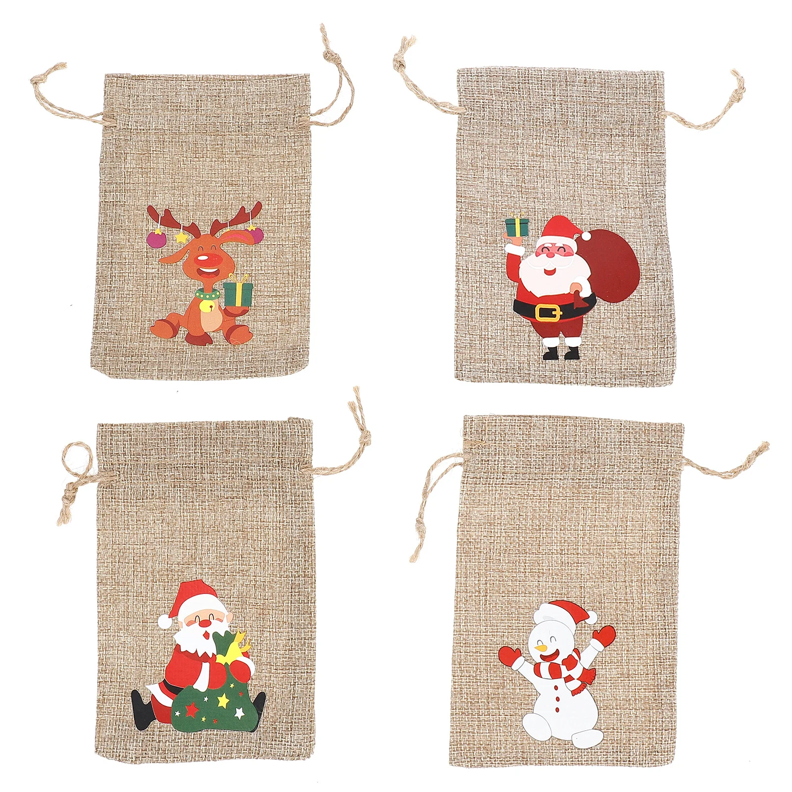 

24 Pcs Portable Christmas Wrapping Bag Child Gift Bags Linen Practical Drawstring