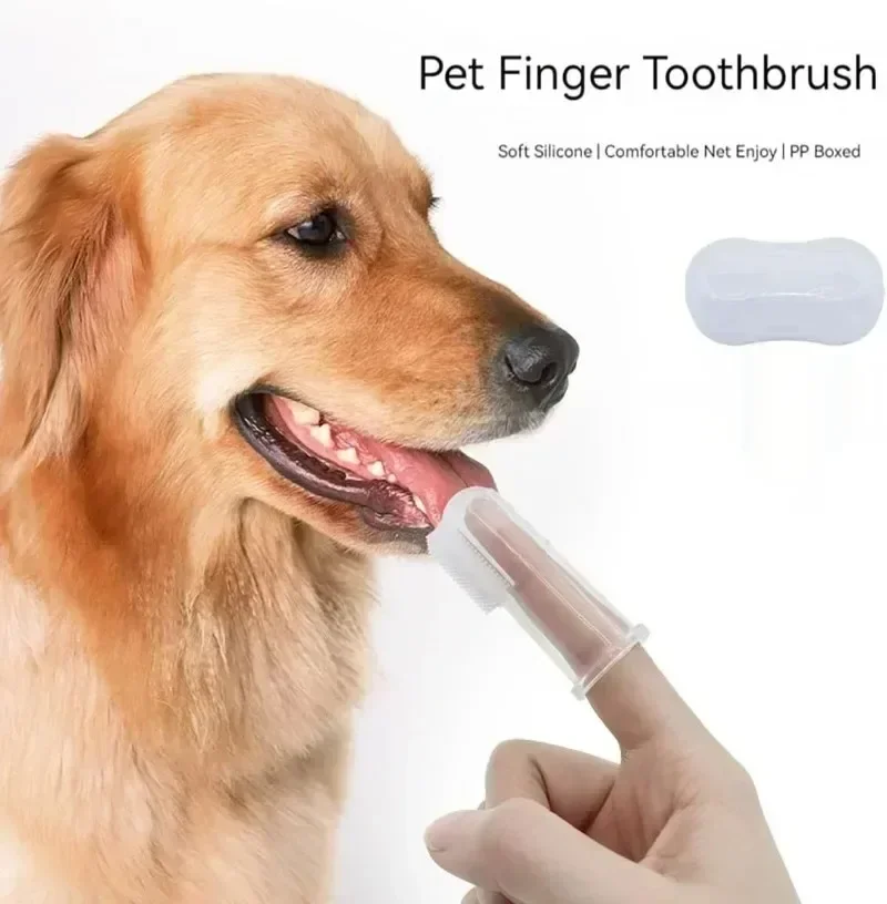 20/1PCS Silicone Pet Finger Toothbrush Soft Dog Brush Bad Breath Tartar Teeth Care Tool  Cat Cleaner Scrub Silicagel Pet Supply