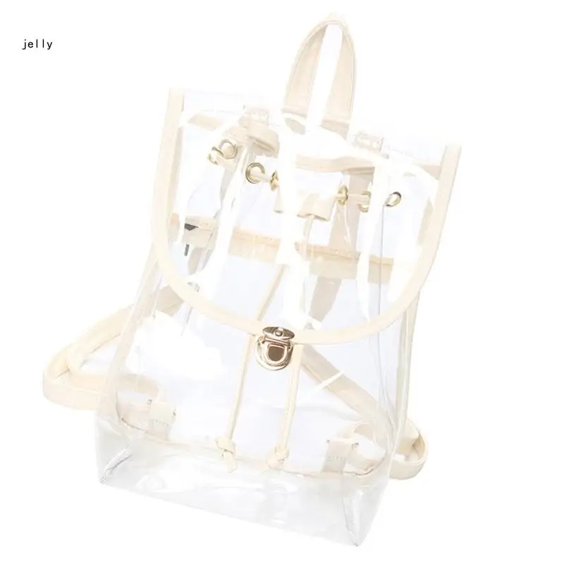 448C Clear Backpack See Through Backpack Stadium Backpack Student School Backpack All-matching Backpack PVC Backpack