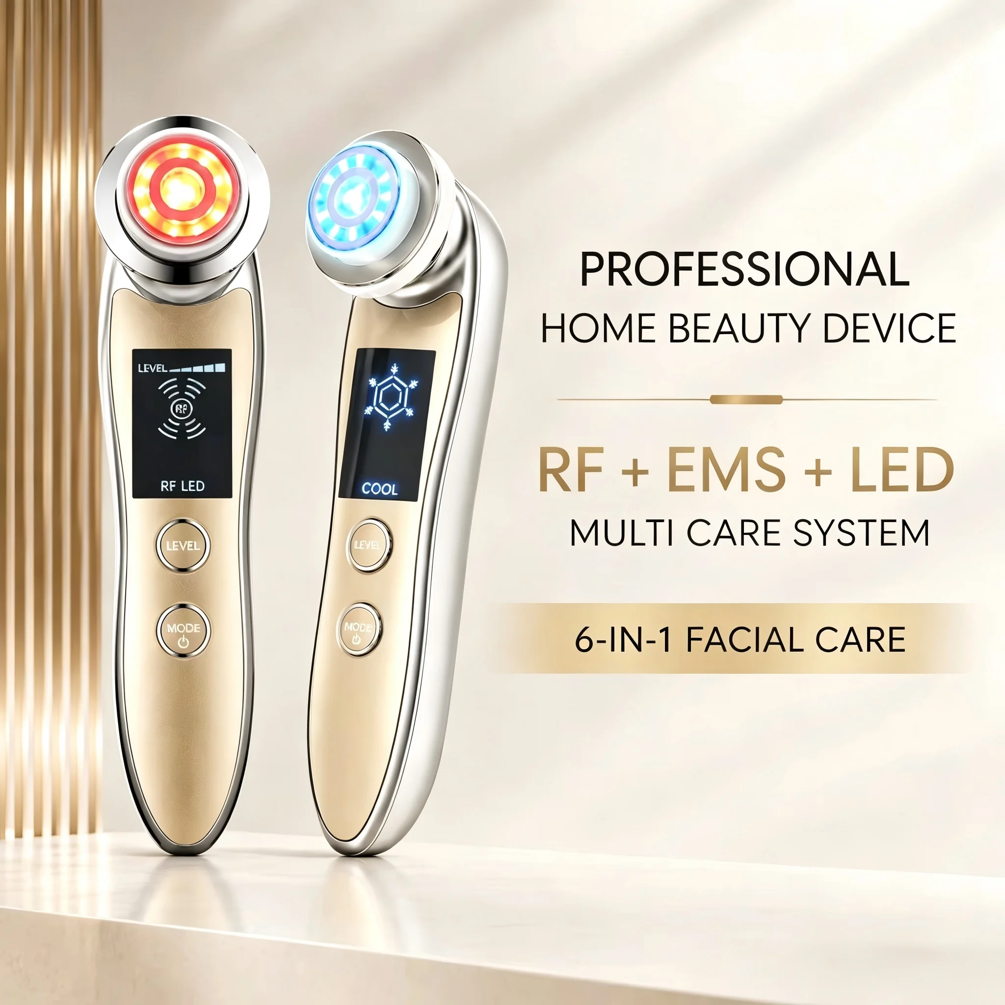 Multifunctional Facial Beauty Device RF EMS Microcurrent LED Light Face Neck Massager Lifting Tightening Moisture Skin Care Tool