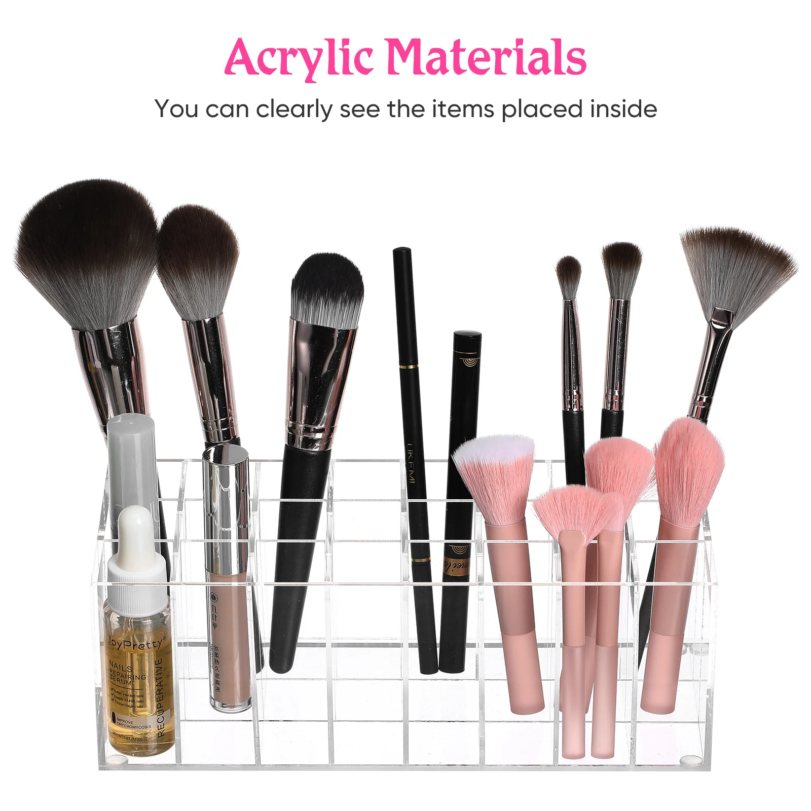 Organizador de Maquillaje Acrílico Multiusos para el Hogar, Exhibidor de Lápices Labiales con 24 Compartimentos, Soporte de Escritorio