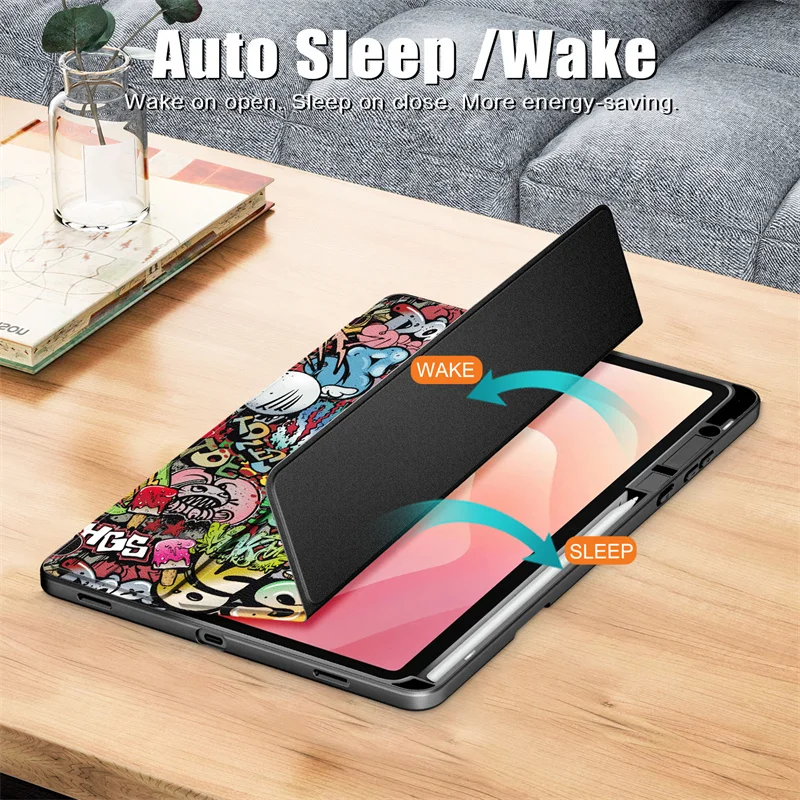 Etui Trifold z lakierowanym akrylem, twarde, inteligentne etui na tablet Samsung Tab S11, pokrowiec na Galaxy Tab S11 11 cali 2025 z uchwytem na rysik — zdjęcie produktu 5