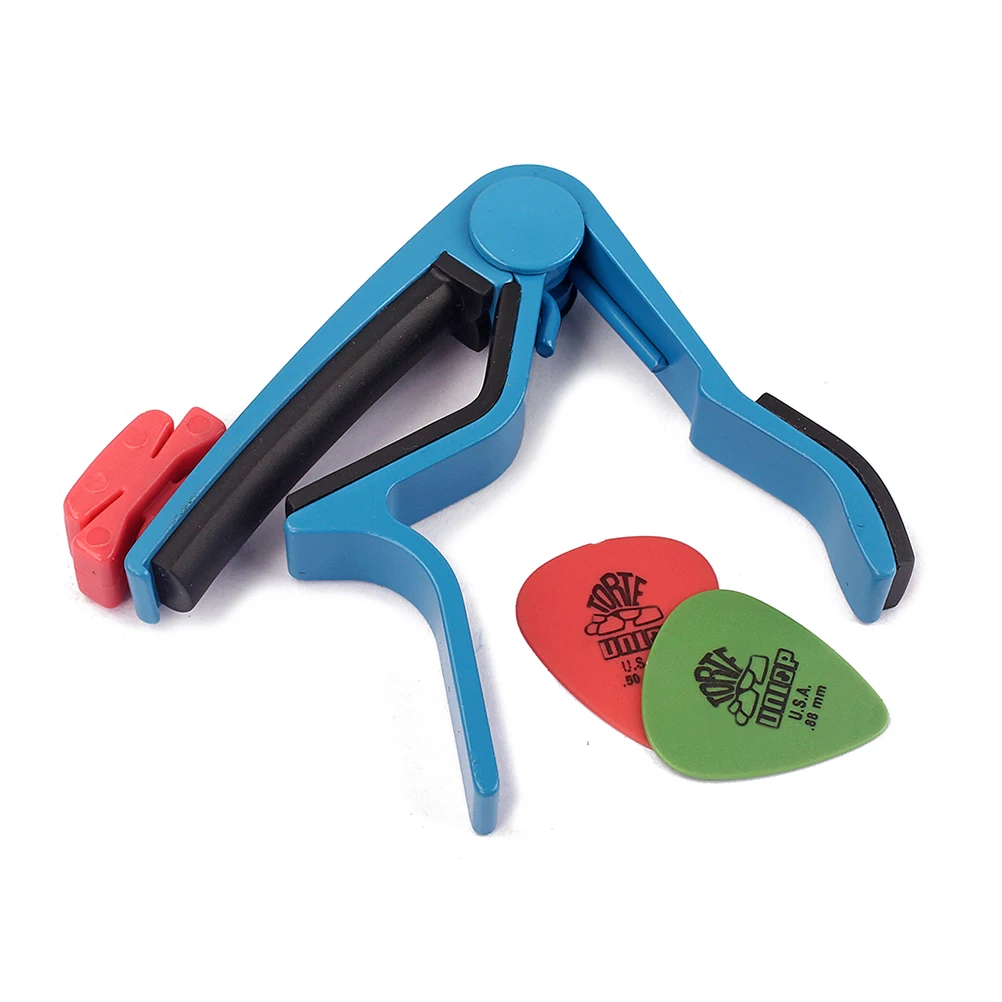 

Aluminum Alloy Guitar Capo Blue Silicone Pad 6 String Electric Acoustic Clip On Tuner Clamp For Ukulele Banjo Mandolin Strong