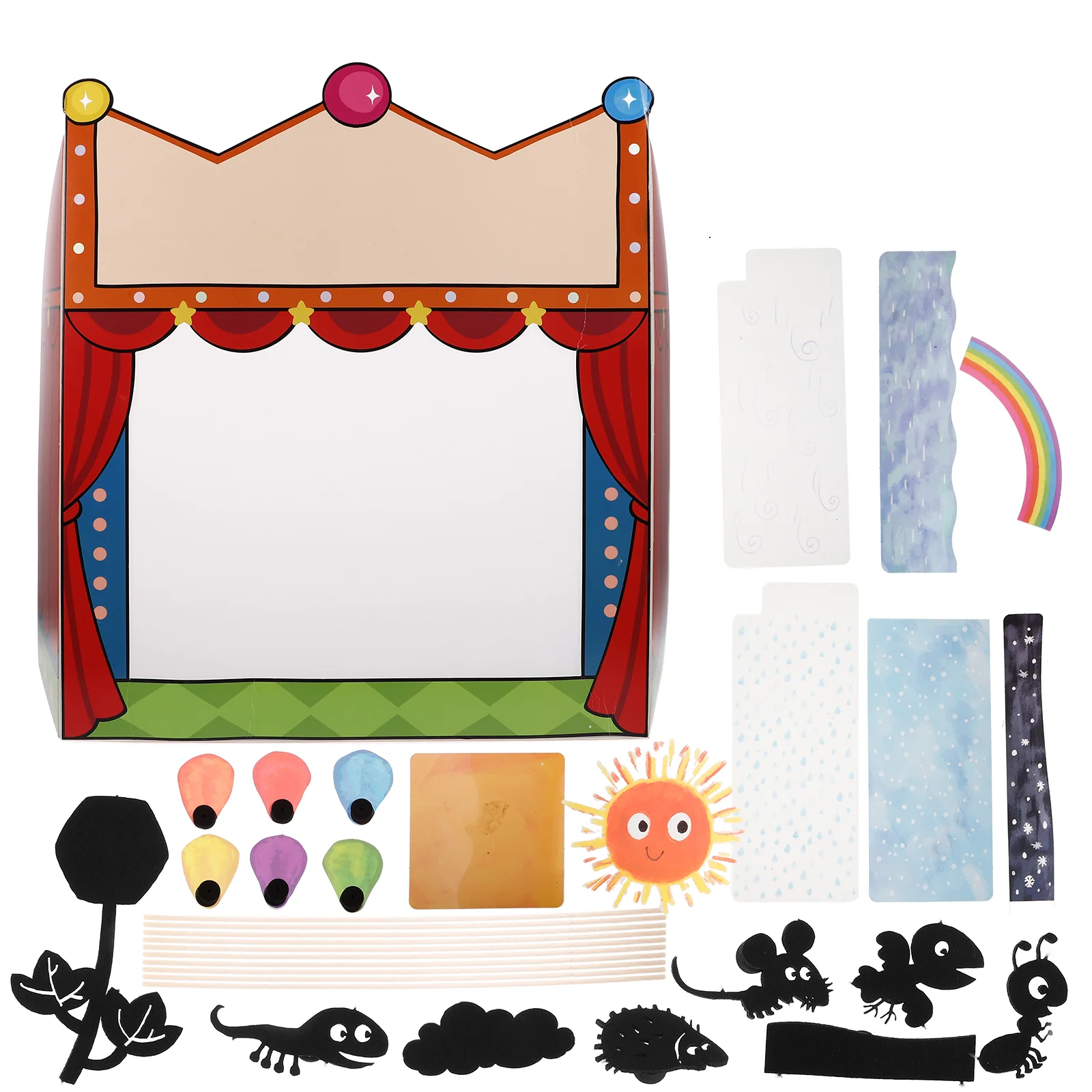 Shadow Puppet Teaching Aids DIY Kit Theater for Kids Finger Family Puppets Show Stage Play