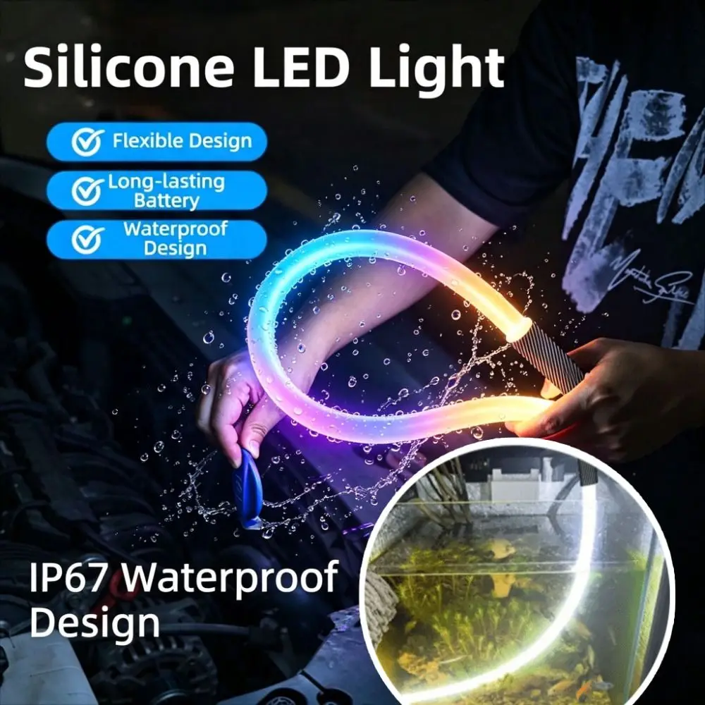 High Lumens LED Flashlight Stick 3 Modes Rechargeable Flexible Flashlight Stick Waterproof Portable Bendable LED Light