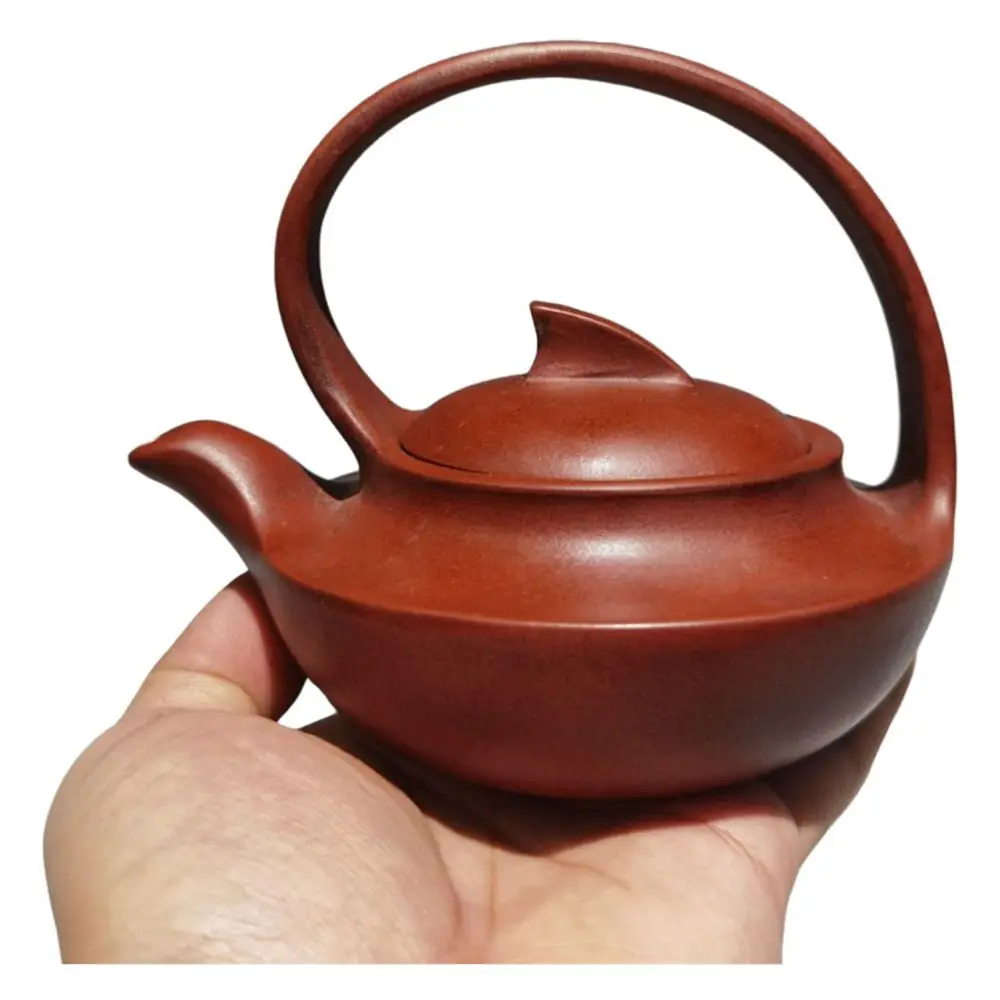 Yixing Zisha Pot érudit esthétique soulagement calligraphique incurvé élégant lisse profilé fluide profilé gracieux boucle d'arc