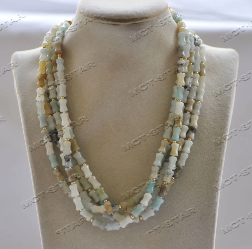 

MTC·STAR Z12681 5Row 18" 20mm Natural Multicolor Amazonite Bamboo Necklace