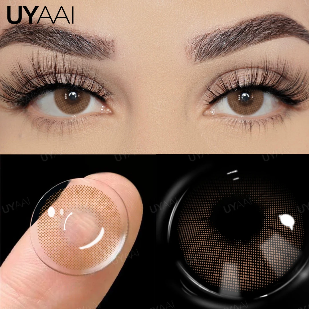 UYAAI Natural Colored Eyes Optical Lenses Cosmetics Brown Pupils Free Delivery Green Eye Contacts Lense Gray Discount Beauty Len