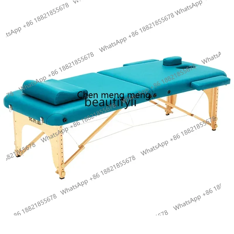 S7486 ss Massage Couch Folding Massage Portable Portable Moxibustion Beauty Physiotherapy Bed Solid Wood